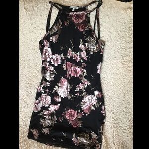 Black Night Out Minidress with Roses Print